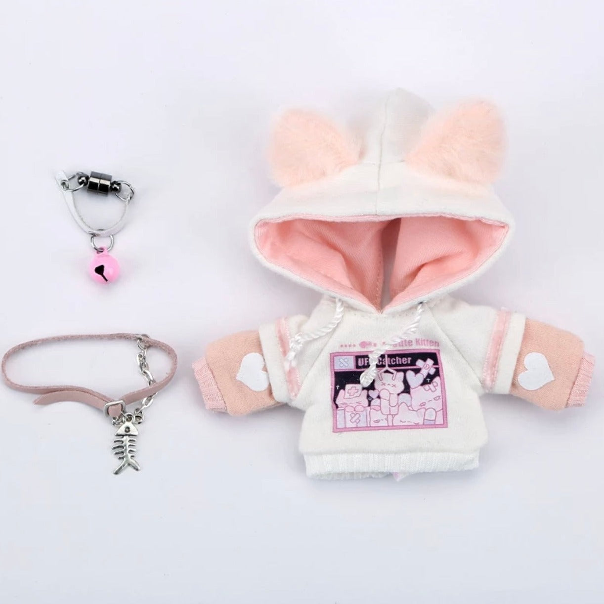 1/12ドール用 猫耳パーカー 首輪・ベルト セット