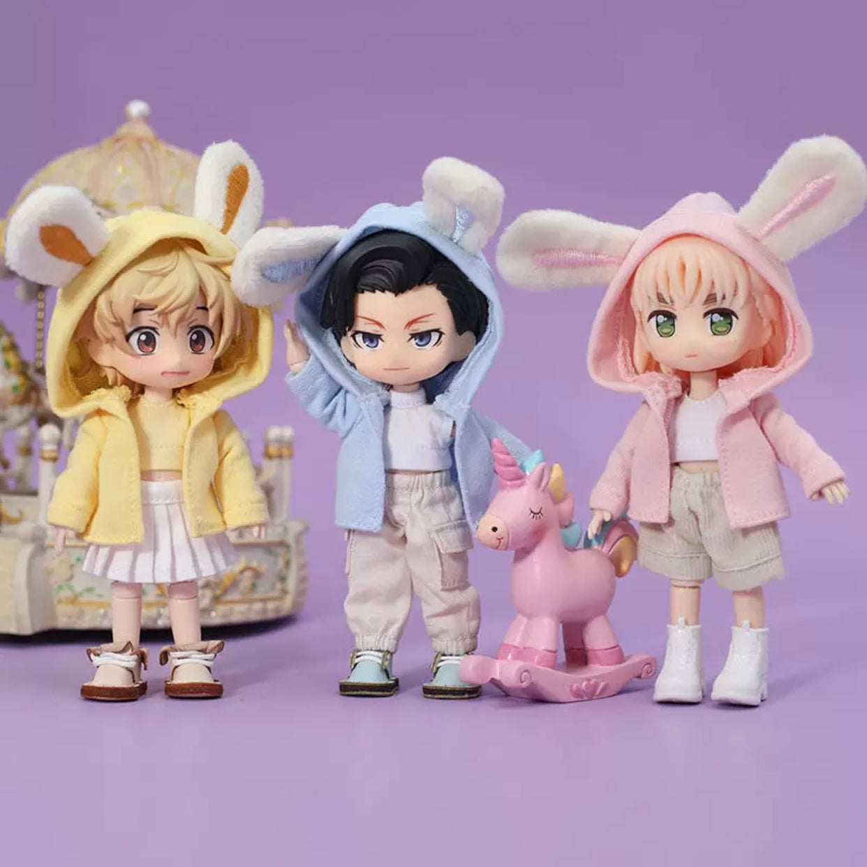 1/12ドール用 うさ耳パーカー 前開き