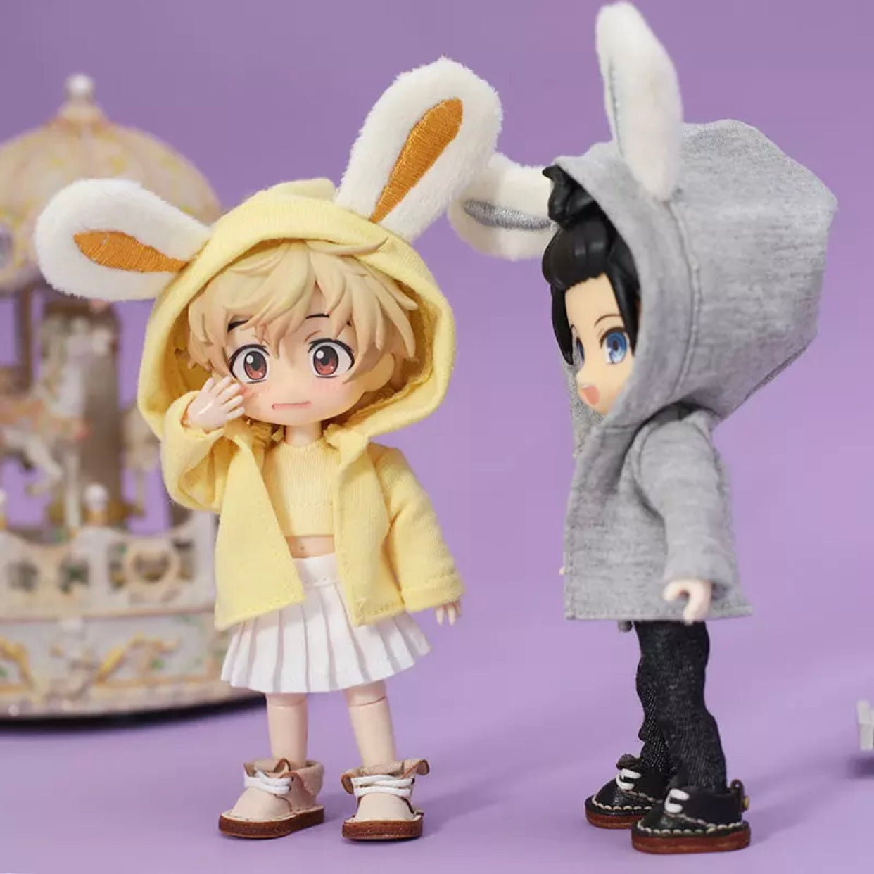 1/12ドール用 うさ耳パーカー 前開き