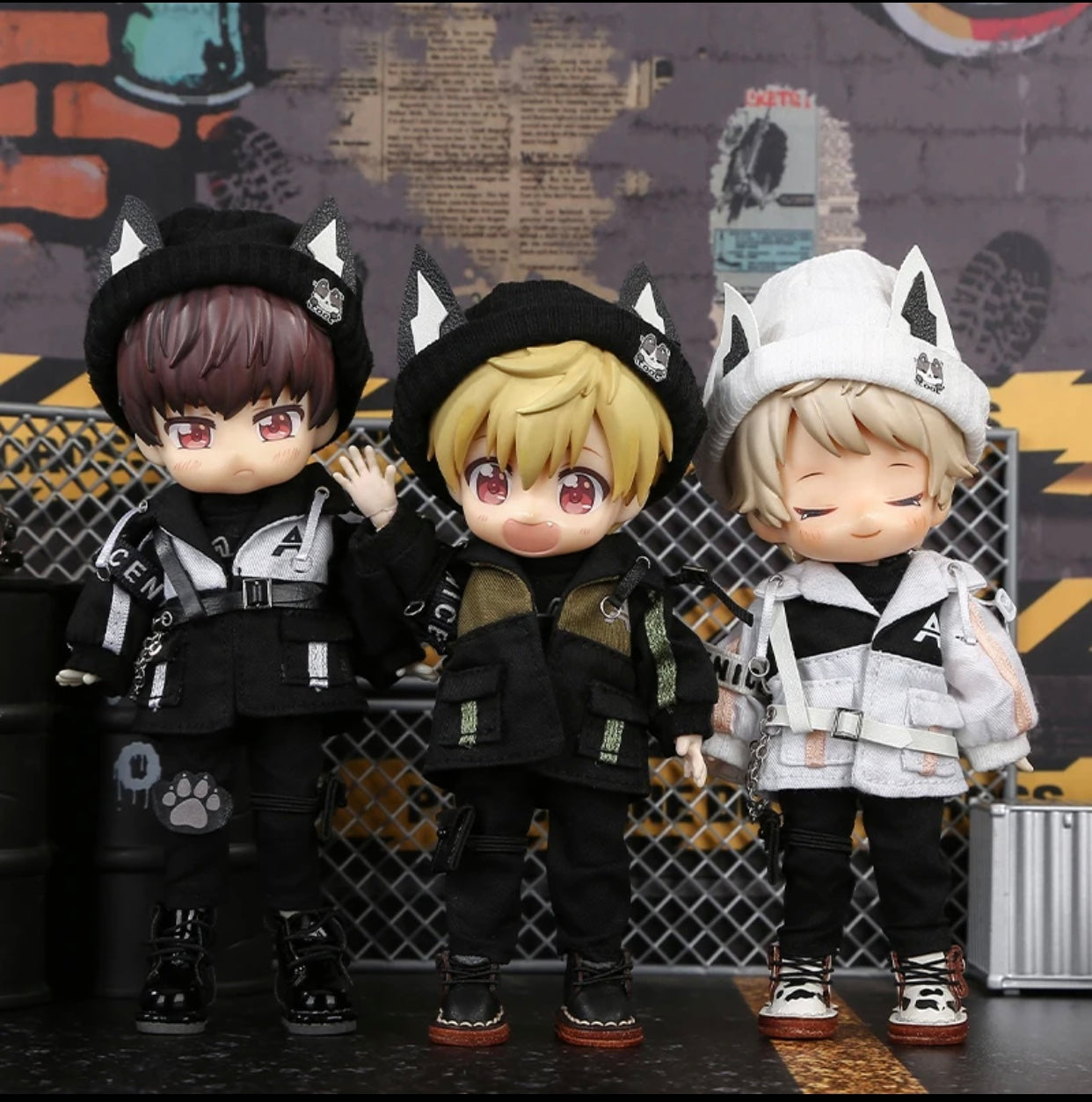 1/12ドール用 【フルセットアップ】ハーネス付きジャケット+ニット帽付きセットアップ