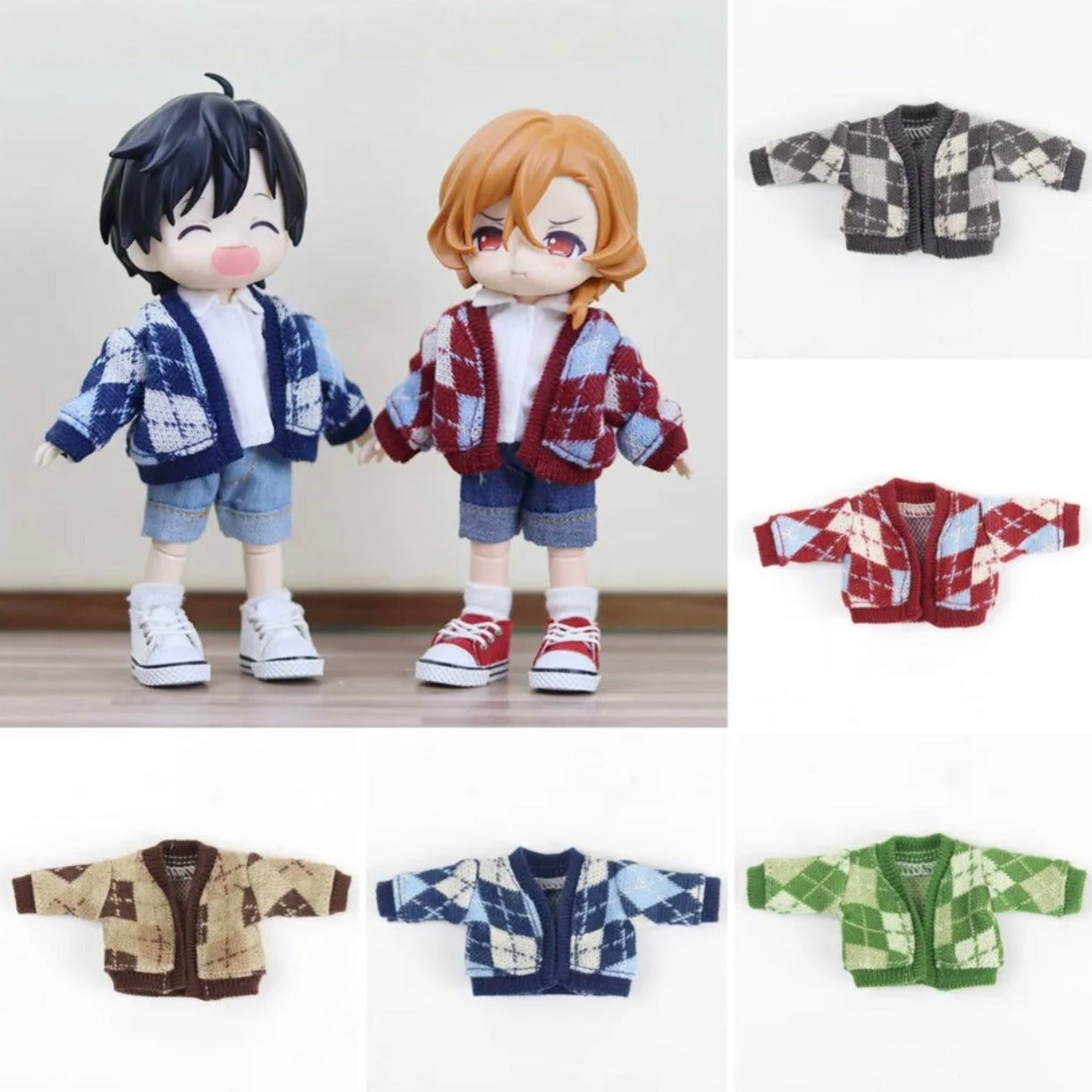 1/12ドール用 アーガイルカーディガン
