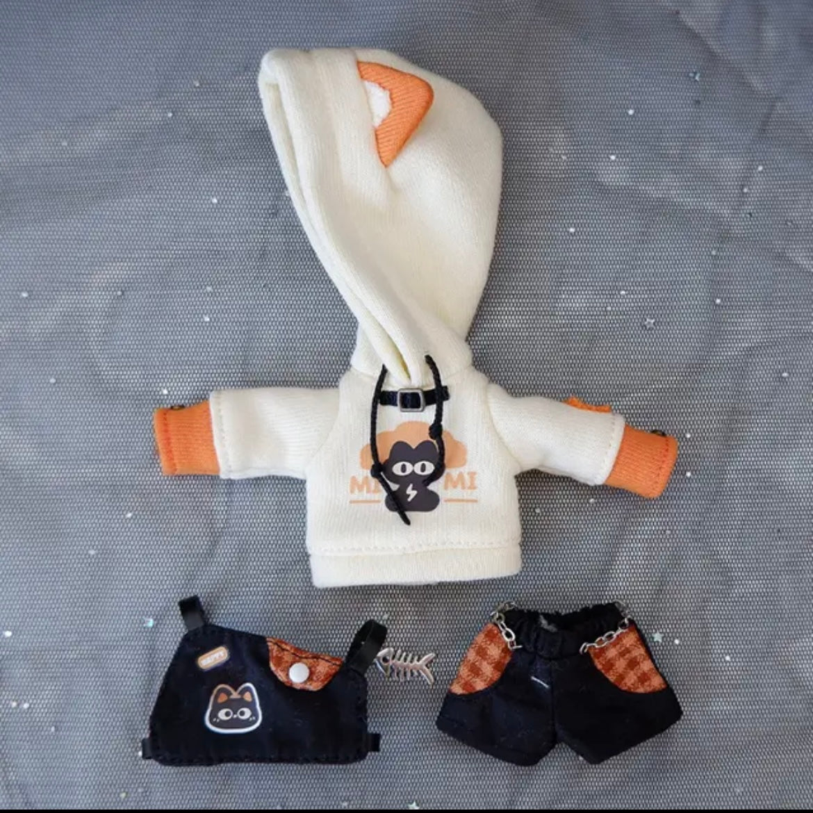 1/12ドール用 ハーネス付き猫耳セットアップ