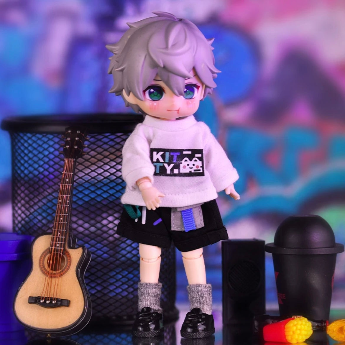 1/12ドール用 カジュアル猫耳セットアップ