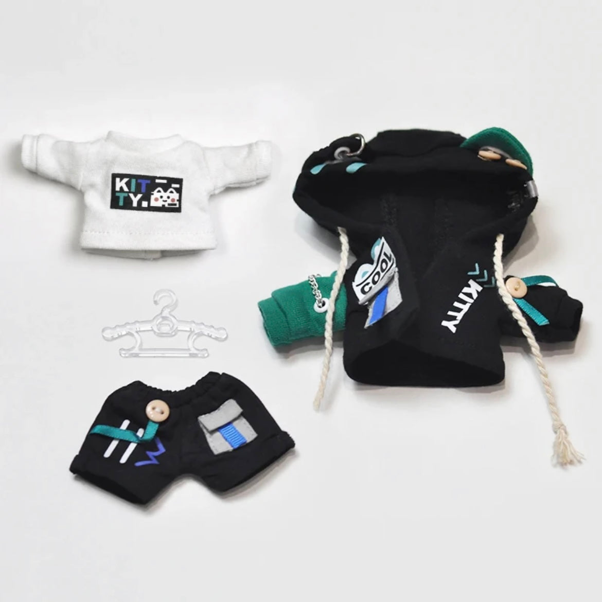 1/12ドール用 カジュアル猫耳セットアップ