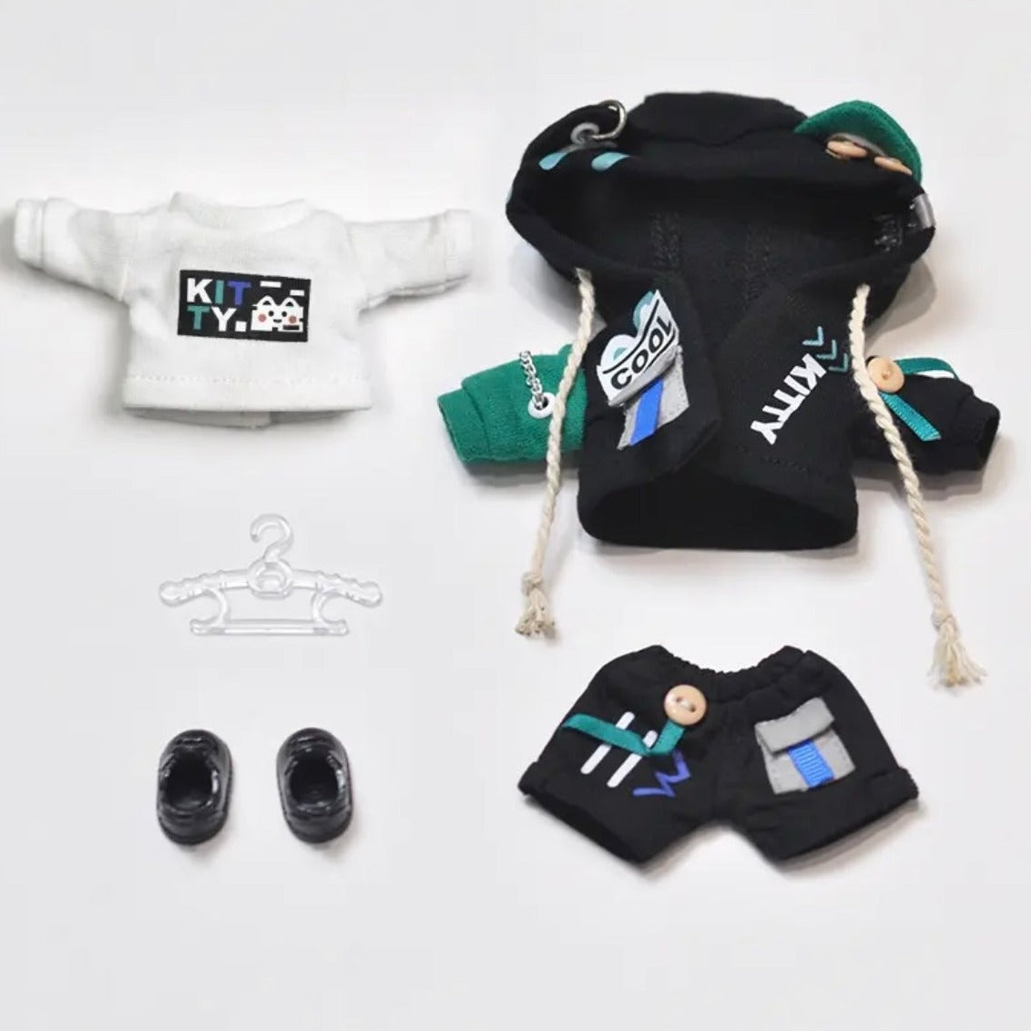 1/12ドール用 カジュアル猫耳セットアップ